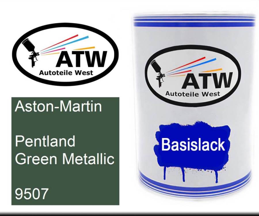 Aston-Martin, Pentland Green Metallic, 9507: 500ml Lackdose, von ATW Autoteile West.